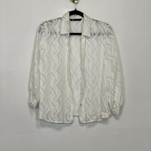 Zara White Blouse With Sheer